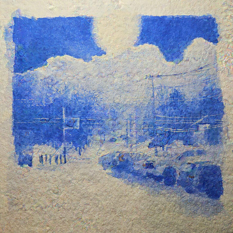 Warmth In Winter, 2025, gouache on rough watercolor paper, on 8x8" paper matted to 6x6"