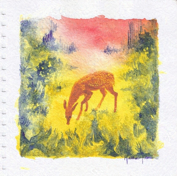 Keeping Busy, 2025-10-09, watercolor on watercolor paper, 8x8"