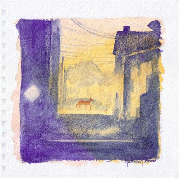 On My Way Home, 2025-11-06, watercolor on watercolor paper, 8x8"