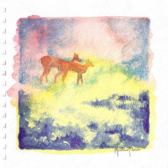 Step Lightly Now, 2025-11-20, watercolor on watercolor paper, 8x8"