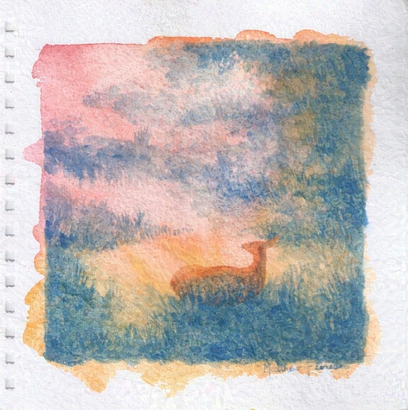 A Few More Minutes, 2025-10-30, watercolor on watercolor paper, 8x8"