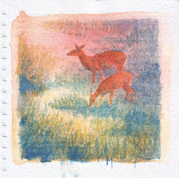 Golden Hour Breeze, 2025-10-23, watercolor on watercolor paper, 8x8"